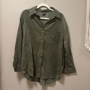 Wild Fable Deep Olive Green Corduroy Button Up Top